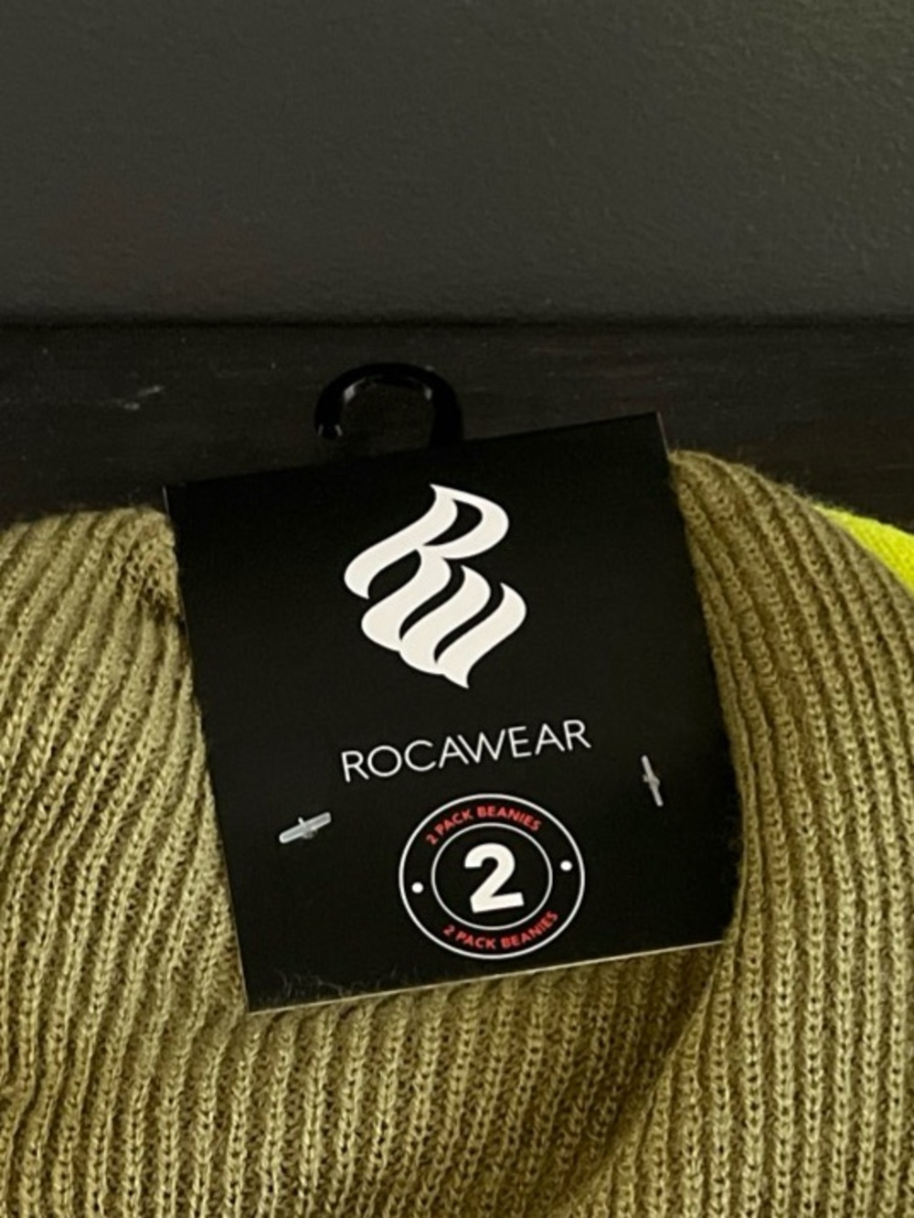 Rocawear Reversible Knit Beanie - Olive & Neon Yellow